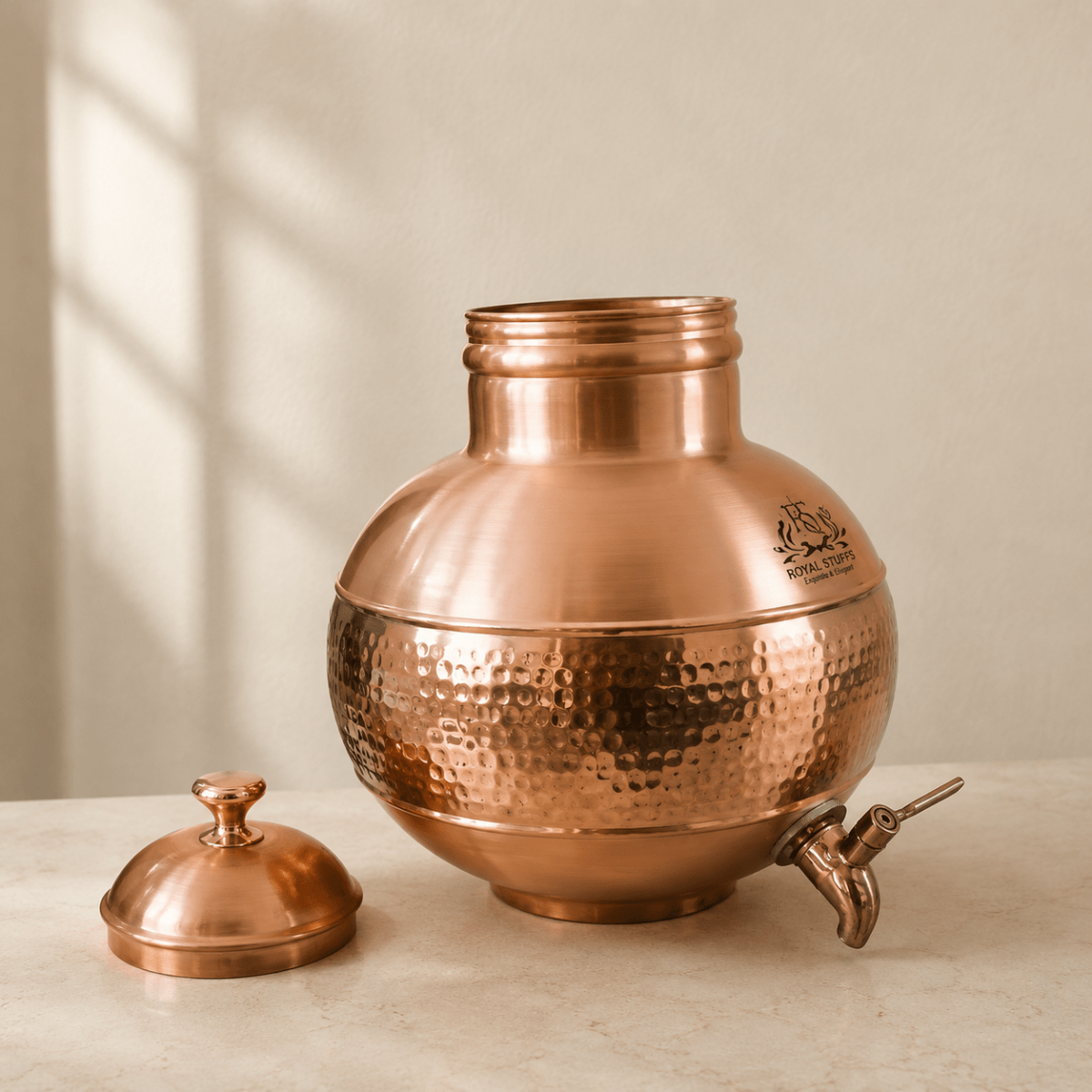 Vintage Copper Water Pot with Brass Spout - 5L (2.4 lbs) - Royalstuffs.com