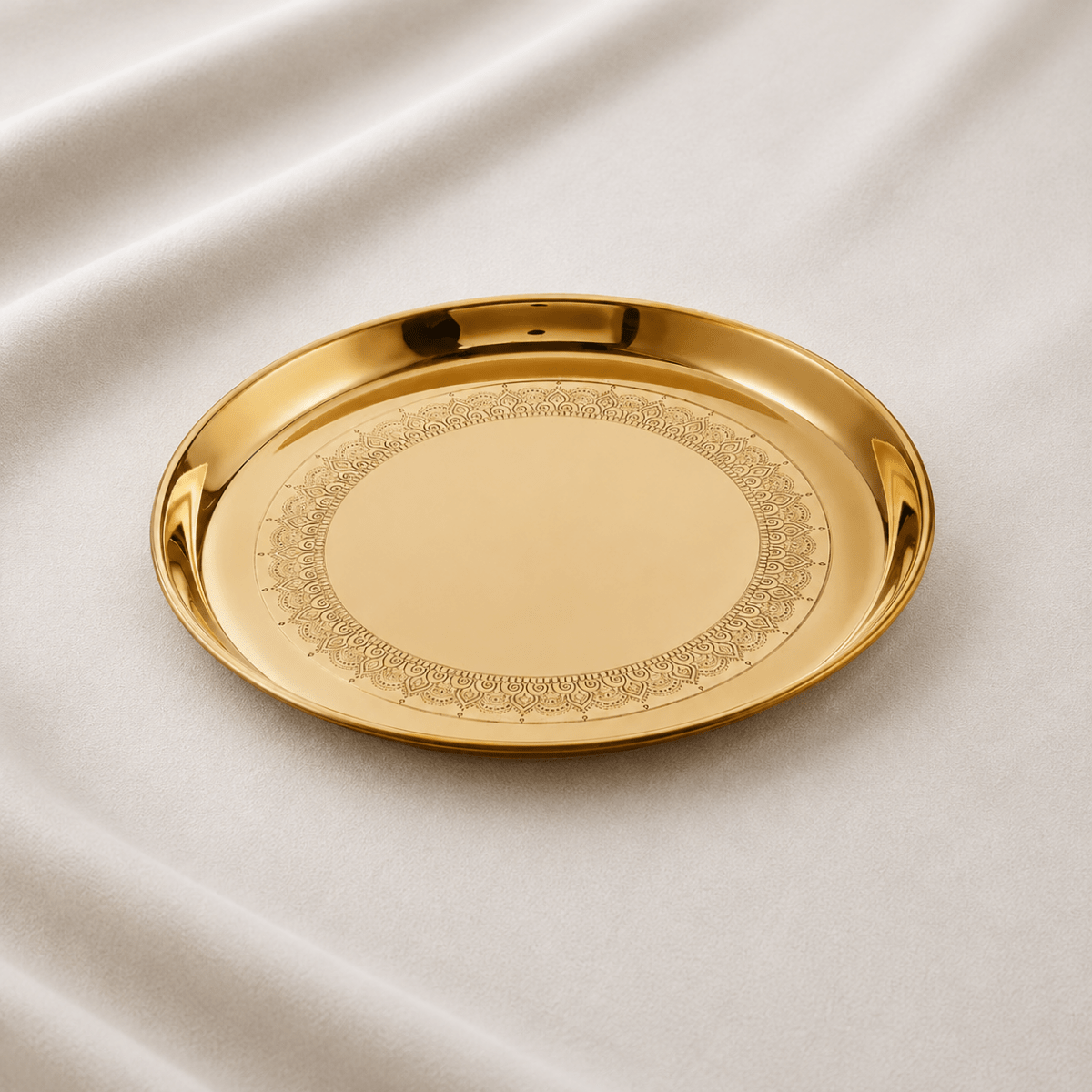 Viraasat Brass Thaali Set – 6 Pcs Handcrafted Dinnerware - Royalstuffs.com