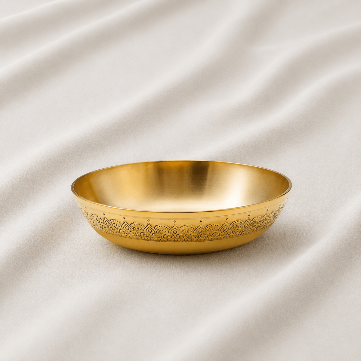 Viraasat Brass Thaali Set – 6 Pcs Handcrafted Dinnerware - Royalstuffs.com