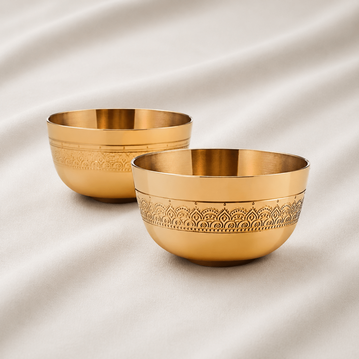 Viraasat Brass Thaali Set – 6 Pcs Handcrafted Dinnerware - Royalstuffs.com