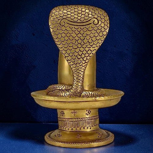 vrindavan Brass Fine Carved Shivalingam with Naag Dev - Royalstuffs.com