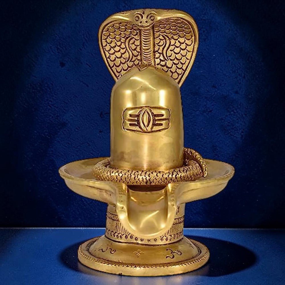 vrindavan Brass Fine Carved Shivalingam with Naag Dev - Royalstuffs.com