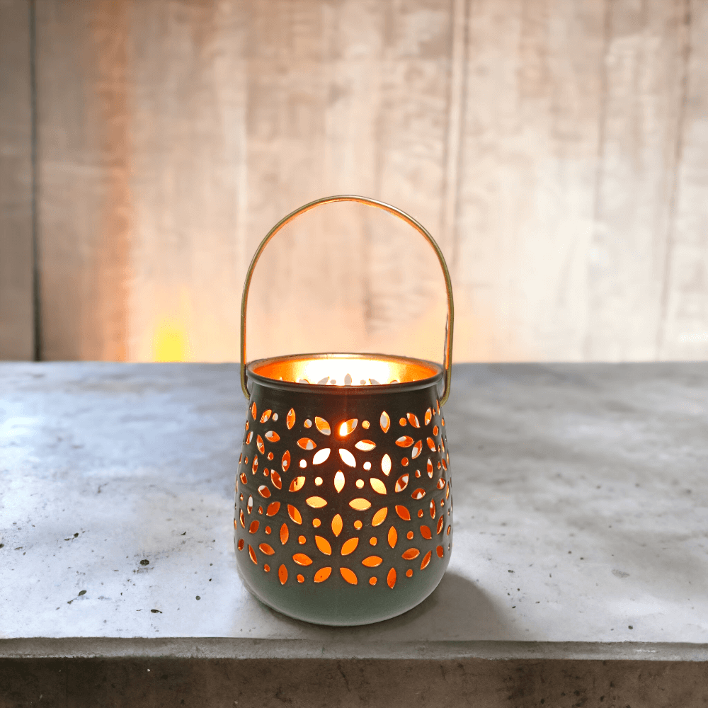 Golden Wall Hanging T-Light Candle Holder Lantern for Home Decor