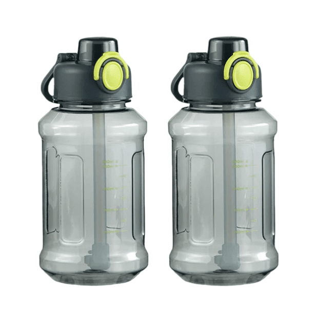 Water Bottle, for Gym, BCAA / Protein Shaker Bottle, 1500 ml each Bottle, (Pack of 2, Black, Plastic) - Royalstuffs.com