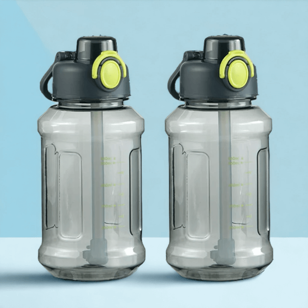 Water Bottle, for Gym, BCAA / Protein Shaker Bottle, 1500 ml each Bottle, (Pack of 2, Black, Plastic) - Royalstuffs.com
