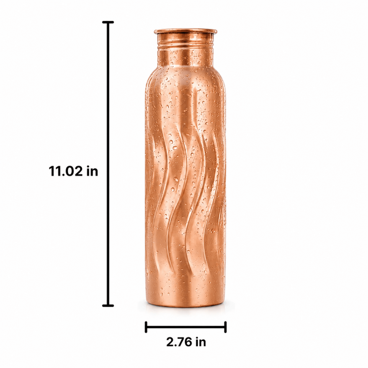 Wavy Designer Pure Copper Water Bottle - 1 Liter - Royalstuffs.com