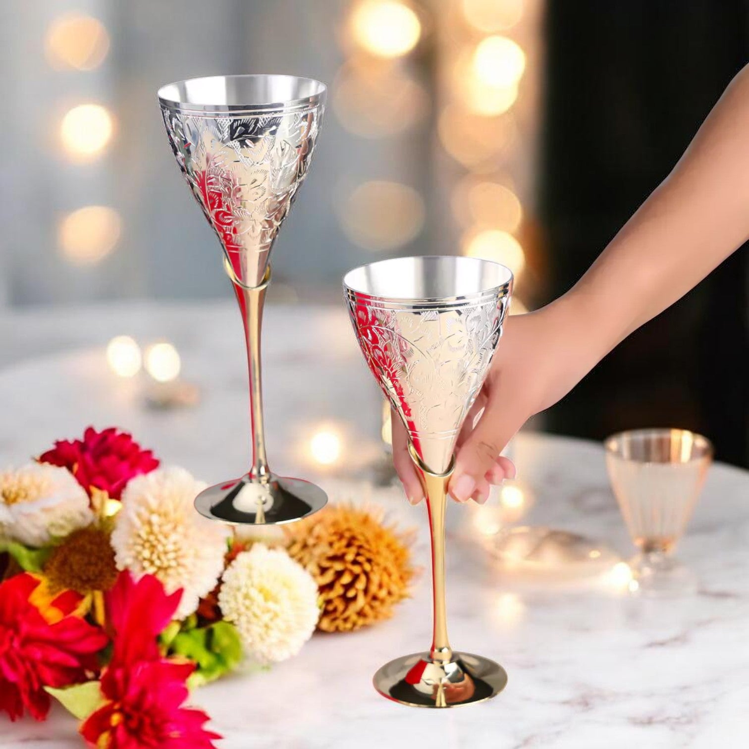 Pure Brass Set of 2 Royal Wine Glasses – Luxury Handcrafted Drinkware