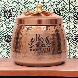 Handmade Container With Lid Copper Coating Brass Finish 