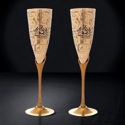 Set of 2 Golden Plated Brass Wine Glass, Metal Goblet, Champagne Flute