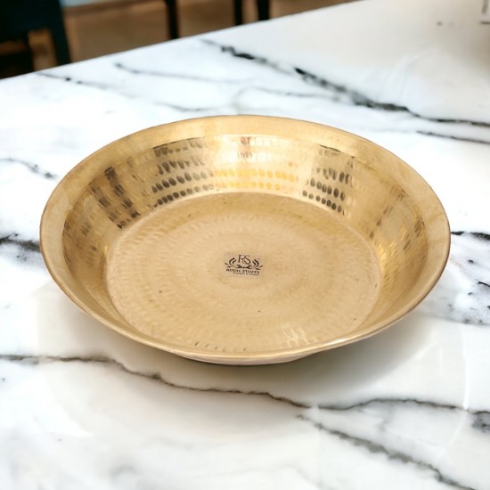 15 Inch Handmade Brass Pital Paraat Platter 