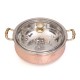 1300 ML Steel Copper Hammered Design Handi/Bowl/Casserole with Toughened Glass Lid 