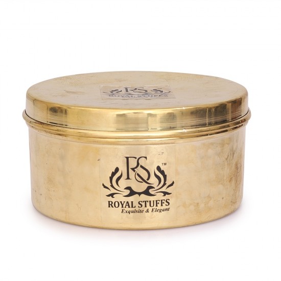 500 ml Pure Brass Box | Dry Fruit Box | Dibba | Katordaan, Round Shape 