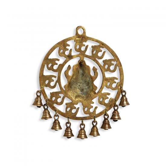 Decorative Pure Brass Om Ganesha Wall Hanging with Bells