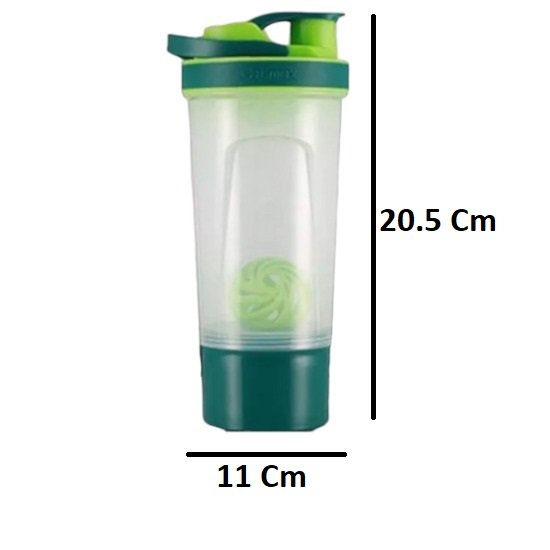 Pack of 2 Leak Proof Mixer with Blending Ball  Mixing Bottles for Protein Shakes,Green 