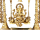 Brass Ganesha Idol Murti Sitting on Jhula for Worship Temple Home, 66 cm HEIGHT