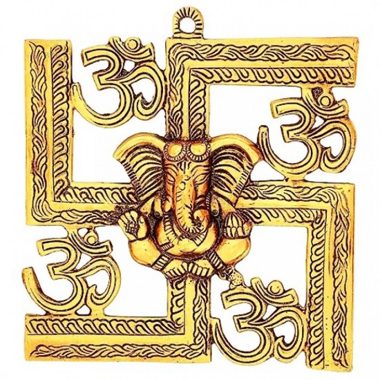 9 Inch Om Swastik Ganesha Wall Hanging swastik Symbol for Home Door 