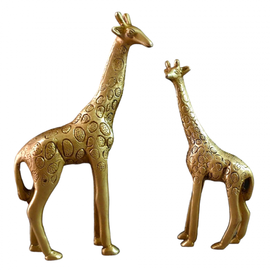 Decorative Brass Giraffe and Calf Statue, Home decor