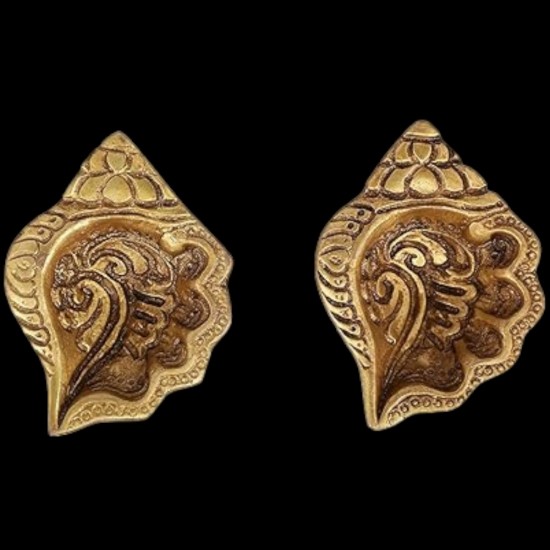 Set Of 2 Brass  Diya For Puja /Table Decorative Showpiece - 2.5 cm  (Brass, Gold),Weight:400 Gram