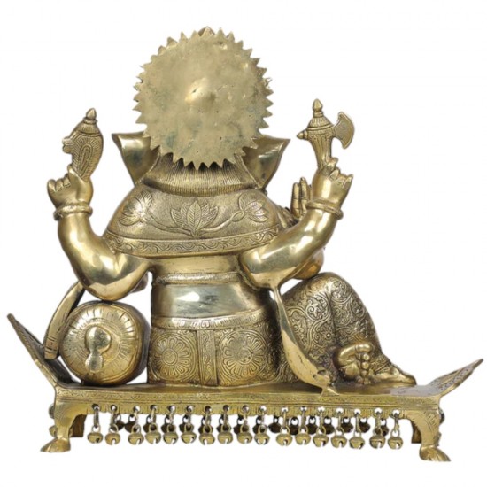 Royal India Brass Lord Ganesha Sitting on Chowki, Height: 15",Weight:14500 Gram