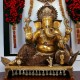 Royal India Brass Lord Ganesha Sitting on Chowki, Height: 15",Weight:14.5 Kg.