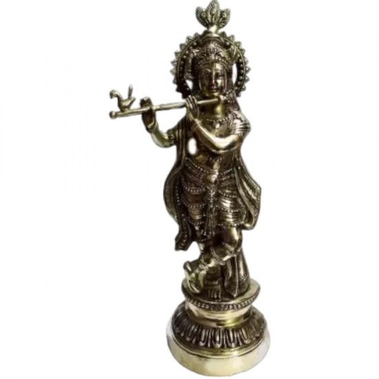 Brass Black antique Krishna Decorative Showpiece - 51 cm  (Brass, Black)