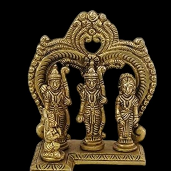 Brass Ram Darbar with Kaman Idol Statue Home/ Office/ Pooja Room/ Temple /Table Decoration Gift ,Height:4.5Inch
