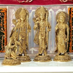 Shri Ram Darbar Brass Statue Set (Rama, Sita, Lakshman, Hanuman),Height:15.5 Inch,Weight:17.7 Kg.