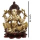 22" Large Size Lord Ganesha Seated in Easy Posture on Lotus in Brass | Handmade | Made in India, Color Exotic Triple Chola