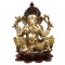 22" Large Size Lord Ganesha Seated in Easy Posture on Lotus in Brass | Handmade | Made in India, Color Exotic Triple Chola