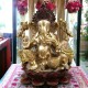 22" Large Size Lord Ganesha Seated in Easy Posture on Lotus in Brass | Handmade | Made in India, Color Exotic Triple Chola