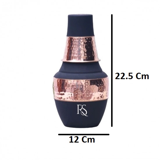ROYALSTUFFS Pure Copper Water Bottle For Drinking Hammered Design Pitchers With Tumbler Carafe Bottle,1250 ml 