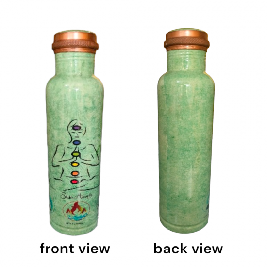 ROYALSTUFFS Printed Copper Water Bottle Leak Proof 100% Pure Ayurvedic Copper Vessel with Lid - Drink More Water and Enjoy Health Benefits/Yoga Bottle (1000ML)
