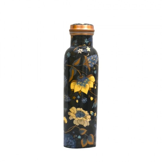 ROYALSTUFFS Pure Copper Water Bottle For Ayurvedic Health Benefits | Joint Free & leakproof | Printed Bottle -1000Ml