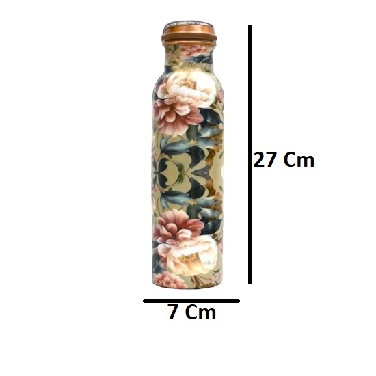 Copper Modern Art Printed and Matt Finish Antique Yoga and Gym Water Bottle 1000 ML