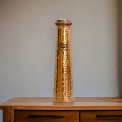 ROYALSTUFFS Leak Proof | Pure Copper Hammered Bottle Tower Shape For Yoga | Copper Drinking Bottle for Sports, 700 ML