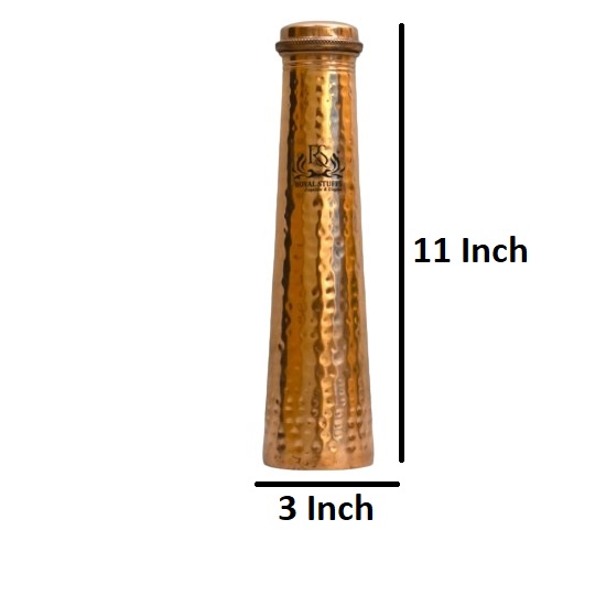 ROYALSTUFFS Leak Proof | Pure Copper Hammered Bottle Tower Shape For Yoga | Copper Drinking Bottle for Sports, 700 ML