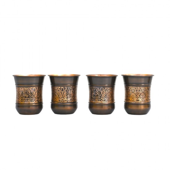  Copper Glass Kashmiri Design Set Of 4 