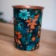 Pure Copper Digital Printed Flower Design Glass Tumbler, 300 ML, Set of 4