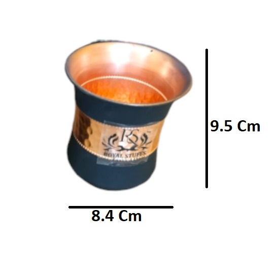  Set of 2 Silk Black Half Hammered Tumbler Pure Copper Water Glass Capacity 250ML