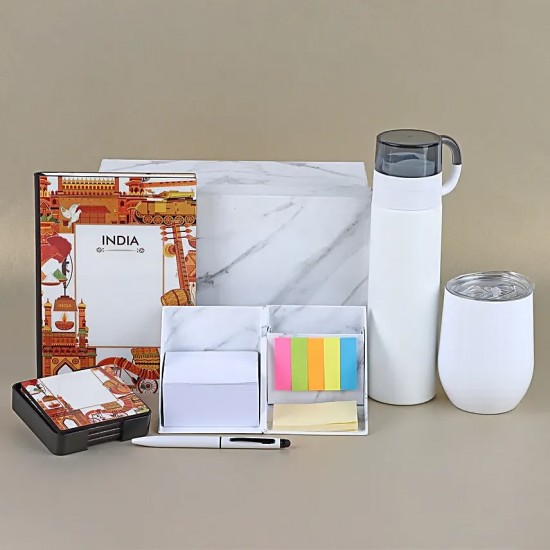 Ultimate Elegance Gift Box - NOTEBOOK, PEN,WATER BOTTLE,MUG,COSTER & STICKY TABS GIFT PACK OF 7,Weight:1840 Gram