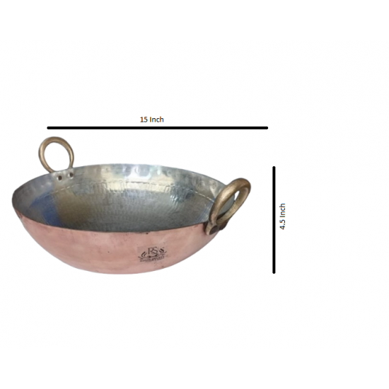  2 Liter Copper Kadai Multi Purpose Hammered Kadhai for Cooking ,Capacity:,Weight: 2.7 kg