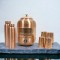 ROYALSTUFFS 12 Liters Pure Copper Drinkware Water Dispenser Hammered Finish- Ayurveda Health Healing Water Container Tank with 4 Matching Tumbler Glasses and 2 Copper Bottle