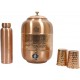 ROYALSTUFFS Pure copper Drinkware Water Dispenser Hammered Finish- Ayurveda Health Healing 8 Liter Storage Container Tank with Set of 2 Tumbler Glasses and 1 copper Bottle