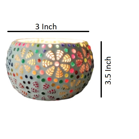 Big Handmade Mosaic Multicolored Candle Holder Tealight Holder