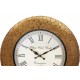 Wood Brass Metal Coin Embossed Indian Vintage Analog Wall Clock (Gold, 12x12 Inch)