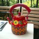 Red Color Hand Painted Aluminium Kettle for Tea/Coffee, Decorative Item (8.5X5.5X8.5 INCH)