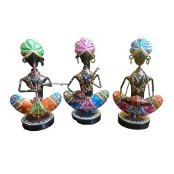  Rajasthani Metal/Iron Safa Men Set of 3 With Earing (Multi Color) (4.5x3x8 Inches)
