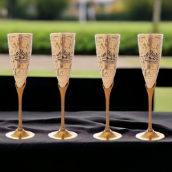 Brass Wine Goblet Chalice Vintage Fantasy Embossed Glasses Cup Wedding & Gothic with Classic Packing Pack 4