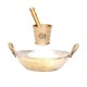 1250 ML Brass Pital Heavy Weight Serving Kadhai Cookware with Brass Mortar