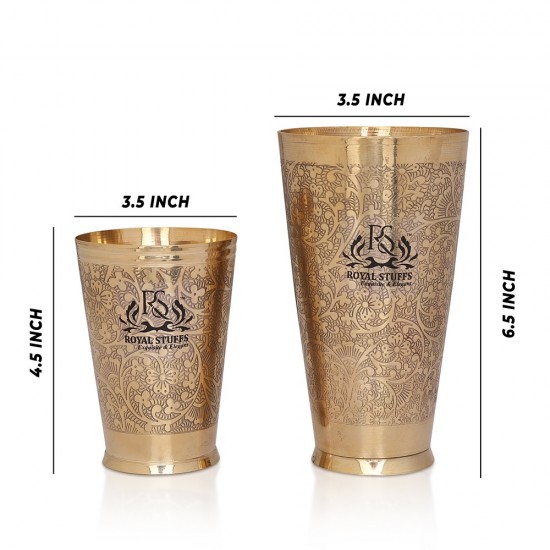 6 Glasses Set 2 Large & 4 Small, lassi Glass and Water Glass with Embossed Design, drinkware & serveware 